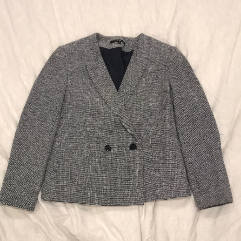Theory Grey and White Blazer / Suit Jacket